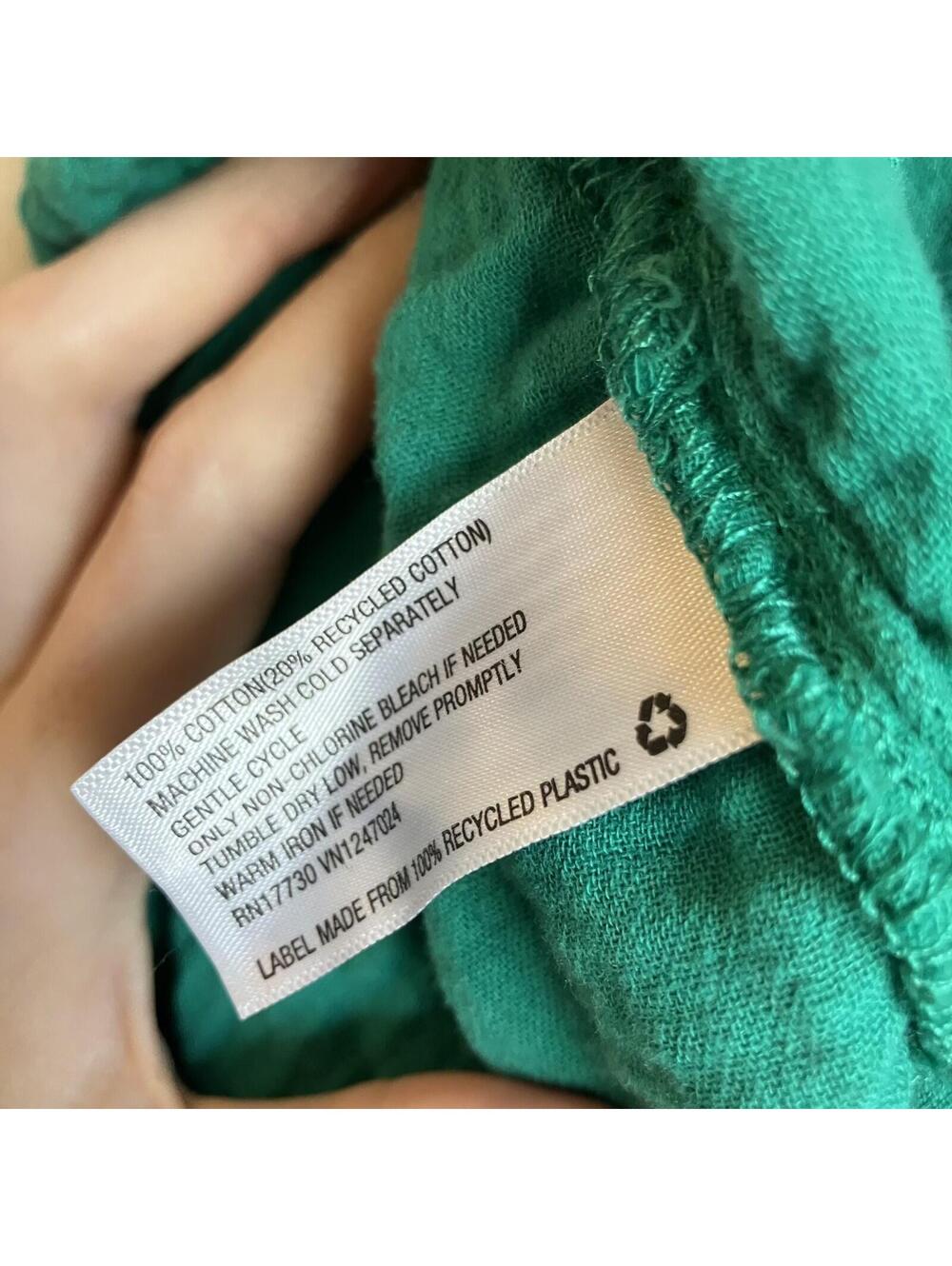 Fairy Cottage Boho Kelly Green Gauzy Drop Waist Pockets Cotton Midi Sundress XS - Picture 4 of 6